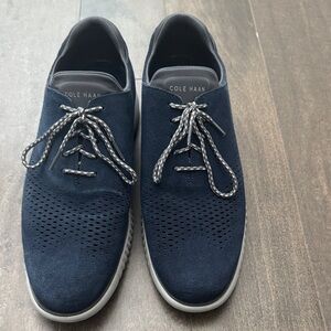 Cole Haan Men's Dark Blue Suede Oxfords